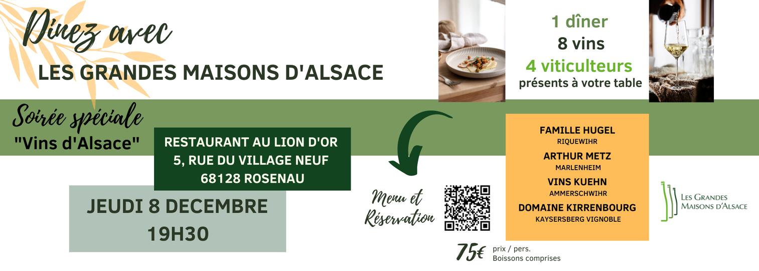 AU LION D'OR - Saint-Louis : 75€ notre Dîner oenologique