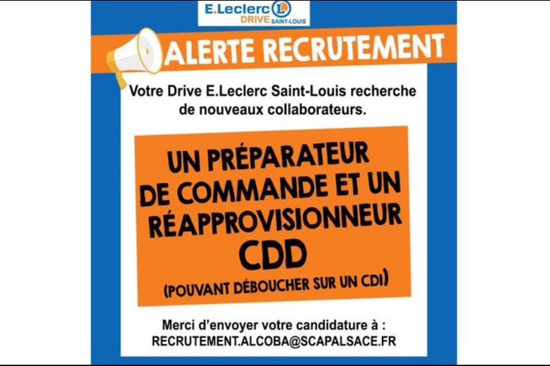 E.LECLERC  - Saint-Louis : ALERTE RECRUTEMENT 